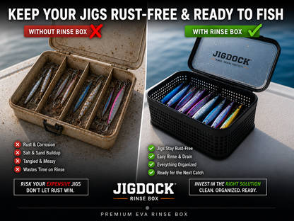 JigDock Rinse Box – Rinse, Drain & Store Fishing Lures