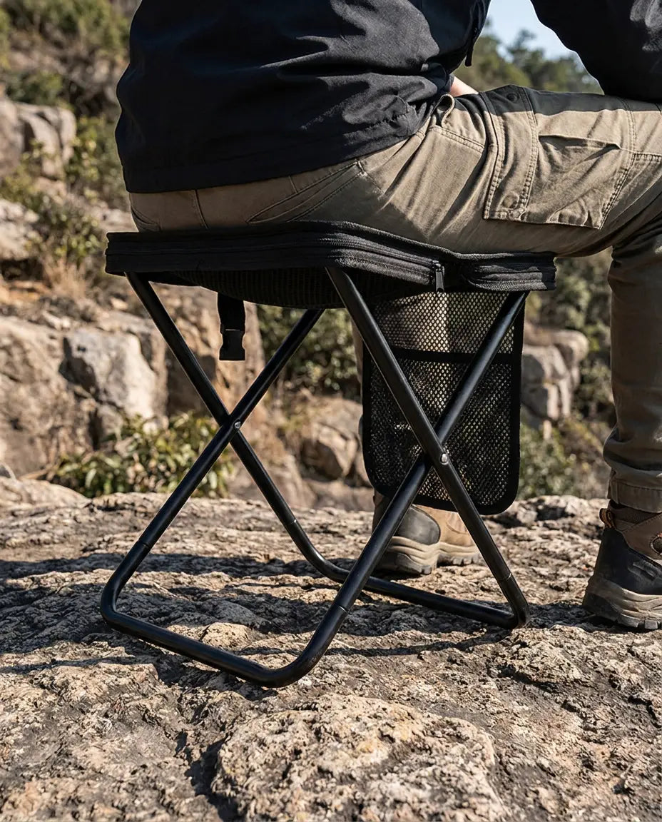 JigDock Foldable Fishing Stool – Portable Crossbody Seat for Anglers